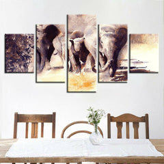 Abstract African Elephant Herd Wall Art Decor Canvas Printing