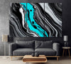 Image of Abstract Black Marble Wall Art Decor Canvas Printing-3Panels