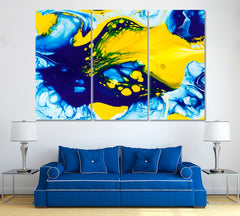 Abstract Color Splash Yellow-Blue Wall Art Decor Canvas Printing