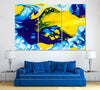 Image of Abstract Color Splash Yellow-Blue Wall Art Decor Canvas Printing