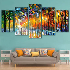 Abstract Colorful Autumn Walk in the Park Wall Art Decor Canvas Printing