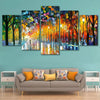 Image of Abstract Colorful Autumn Walk in the Park Wall Art Decor Canvas Printing
