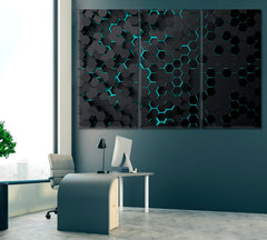 Abstract Hexagonal Technology Wall Art Decor Canvas Printing-3Panels