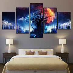 Abstract Ice and Fire Tree Wall Art Decor Canvas Printing