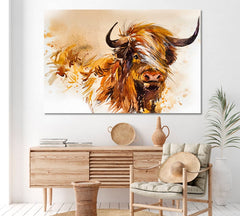 Abstract Scottish Highland Cow Wall Art Canvas Printing Decor-1Panel