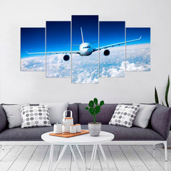 Airplane Flight Clouds Wall Art Decor Canvas Printing
