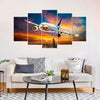 Image of Airplane Flight Sunset Wall Art Decor Canvas Printing