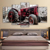 Image of Antique Red Tractor Automotive Wall Art Decor Canvas Printing
