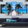 Image of Beach Palm Trees Bridge Wall Art Decor Canvas Printing