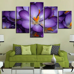 Beautiful Crocus Purple Flowers Blossoms Wall Art Decor Canvas Printing