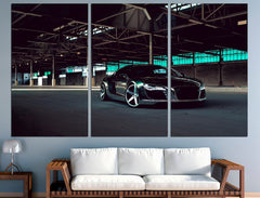 Black Audi R8 Sports Car Wall Art Decor Canvas Printing