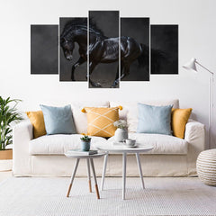 Black Horse Animal Wild Life Wall Art Decor Canvas Printing