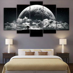 Black and White Planet Landscape Wall Art Decor Canvas Printing