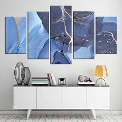 Blue Abstract Marbling Luxury Wall Art Decor Canvas Printing