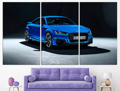 Blue Audi Car Wall Art Decor Canvas Printing