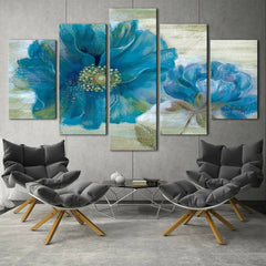 Blue Flowers Wall Art Decor Canvas Printing