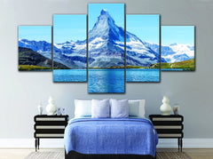 Blue Lake Snow Mountain Wall Art Decor Canvas Printing