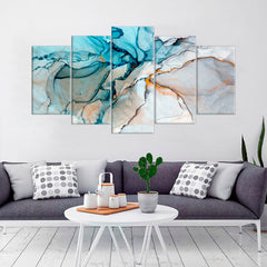 Blue Marble Abstract Watercolor Wall Art Decor Canvas Printing