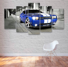 Blue Muscle Car Wall Art Decor Canvas Printing