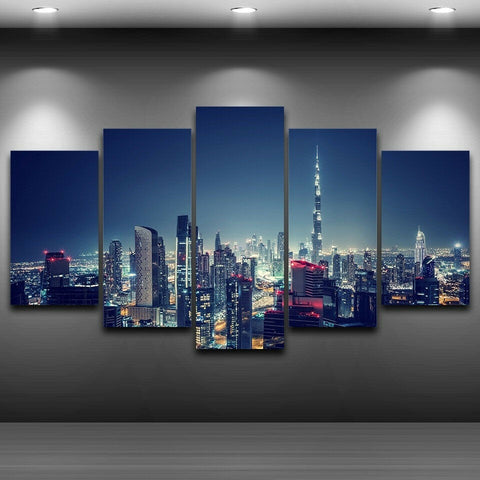 Burj Khalifa Dubai City Night Aerial View Wall Art Decor Canvas Printing
