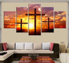 Image of Christian Cross Sunset Jesus Wall Art Decor Canvas Printing