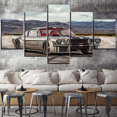Classic Silver Muscle Ford Mustang Car Wall Art Decor Canvas Printing