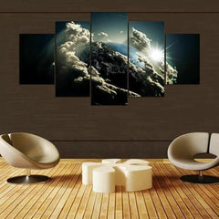 Clouds around Planet Earth Outer Space Wall Art Decor Canvas Printing