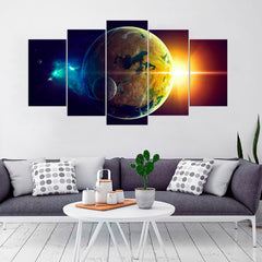 Earth and Sun from Space Milky Way Wall Art Decor Canvas Printing