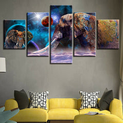 Elephant Astronomy Space Planets Wall Art Decor Canvas Printing