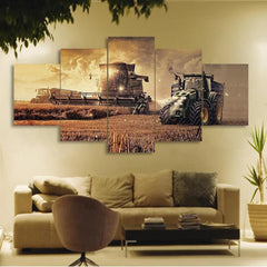 Farm Tractor Combine Agriculture Wall Art Decor Canvas Printing