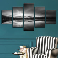 Forest Lake Landscape Black and White Wall Art Decor Canvas Printing