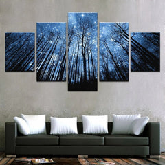 Forest Under Starry Night Sky Wall Art Decor Canvas Printing