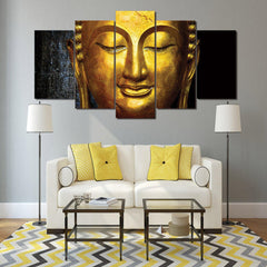 Golden Buddha Face Wall Art Decor Canvas Printing