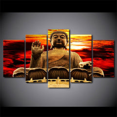 Golden Buddha Statue Sunset Wall Art Decor Canvas Printing