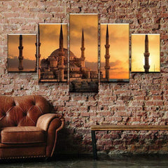 Golden Mosque Peaceful Wall Art Decor Canvas Printing