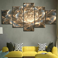 Golden Rays Fractal Flower Wall Art Decor Canvas Printing