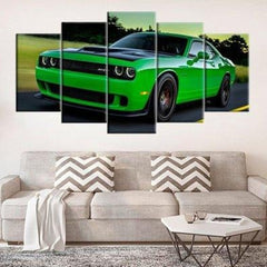 Green Dodge Challenger Muscle Car Dodge Wall Art Decor Canvas Printing