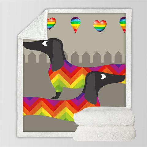 Dachshund Lover Sherpa Fleece Blanket Cartoon Plush Throw for Kid Adult Thin Quilt