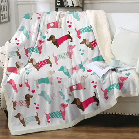 Dachshund Lover Sherpa Fleece Blanket Cartoon Plush Throw for Kid Adult Thin Quilt