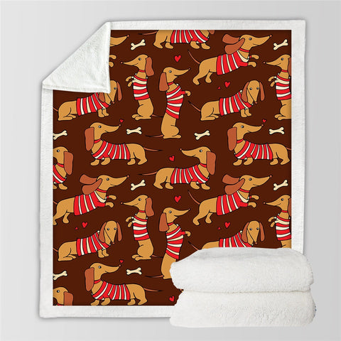 Dachshund Lover Sherpa Fleece Blanket Cartoon Plush Throw for Kid Adult Thin Quilt
