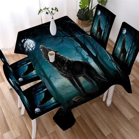 Tribal Wolf Dreamcatcher Waterproof Rectangular Dinner Tablecloth
