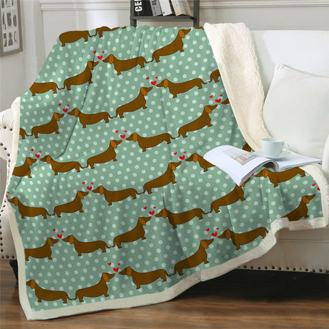 Dachshund Lover Sherpa Fleece Blanket Cartoon Plush Throw for Kid Adult Thin Quilt