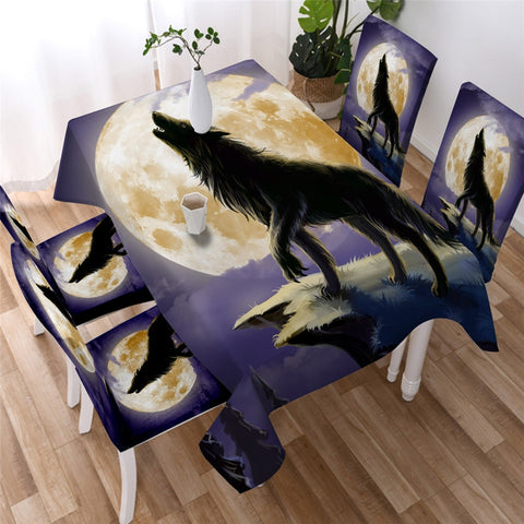 Tribal Wolf Dreamcatcher Waterproof Rectangular Dinner Tablecloth