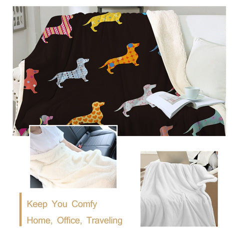 Dachshund Lover Sherpa Fleece Blanket Cartoon Plush Throw for Kid Adult Thin Quilt