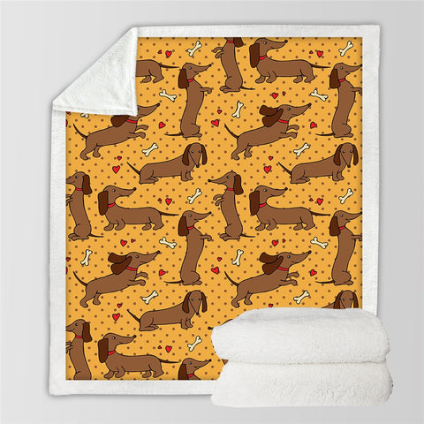 Dachshund Lover Sherpa Fleece Blanket Cartoon Plush Throw for Kid Adult Thin Quilt