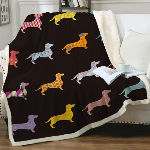 Dachshund Lover Sherpa Fleece Blanket Cartoon Plush Throw for Kid Adult Thin Quilt