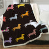 Image of Dachshund Lover Sherpa Fleece Blanket Cartoon Plush Throw for Kid Adult Thin Quilt