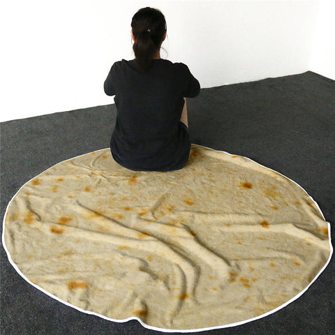 Burrito Tortilla Pizza Blanket Soft Round Blanket for Bed Warm Fleece Sofa