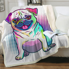 Lover Hippie Pug Cute Dog Bulldog Sherpa Blanket on Bed Throw Blanket Sofa Cover