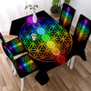 Image of Chakra Zen Black Theme Colorful Flower of Life Waterproof Rectangular Dinner Tablecloth